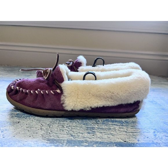 L.L. Bean Shoes Ll Bean Womens Bramble Berry Suede Shearling Lined Wicked Good Slippers 9
